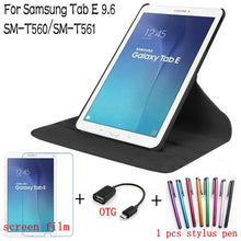 Load image into Gallery viewer, 4 in 1 Fashion 360 Degree Rotating Leather Cover for Samsung Galaxy Tab E 9.6 T560 T561 Tablet Case+Screen Protector+OTG+Pen