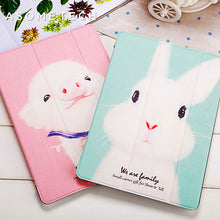 Load image into Gallery viewer, Lovely Rabbit Pig Cartoon Tablet Cover For 2017 New iPad 9.7 Air 1 2 Stand Shell Anti drop/Dust For iPad 2 3 4 Mini 1 2 3 4 Case