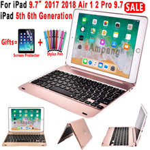 Load image into Gallery viewer, Top Flip Keyboard for Apple iPad 9.7 2017 2018 5th 6th Generation Bluetooth Keyboard Case for iPad Air 1 2 5 6 Pro 9.7 Cover